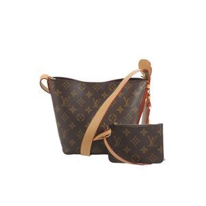 Louis Vuitton Womens Leather Monogram All in BB Bucket Bag + Wallet Brown